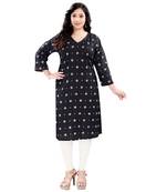 Black Printed Rayon Kurti