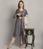 women's cotton foil printed kurta & pant with dupatta