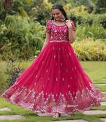 Faux Blooming Hand work full flared gown