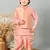 Boys floral brocade kurta dhoti with waistcoat set - rose pink