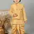 Boys floral brocade kurta dhoti with waistcoat set - golden