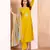 Yellow roman silk fabric embroidery work with printed festive special readymade suit