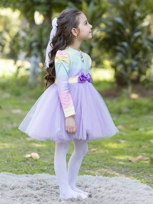 Rainbow dress     with purple tulle 2