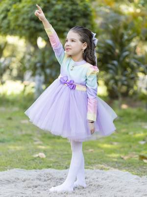 Rainbow dress     with purple tulle 3