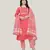 Orange rayon cotton fabric ethnic suit with printed with gotta lace work