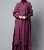Wine rayon asymmetrical double layered modest wear muslimah abaya dress