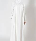 White rayon floral embroidered haj abaya dress