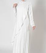 White double layered hajj umrah abaya dress