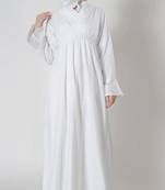 White cotton hajj umrah abaya with lining