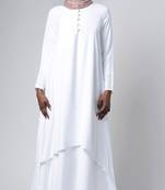 White asymmetrical double layered modest wear muslimah abaya dress