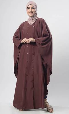 Brown buttons detailing kaftan dress 1