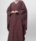 Brown buttons detailing kaftan dress