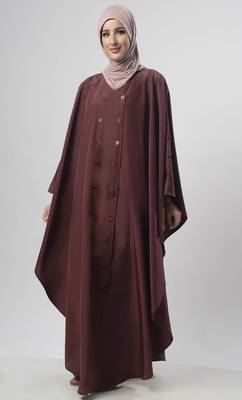 Brown buttons detailing kaftan dress 2