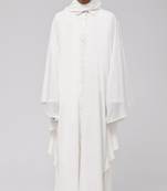 White modest button down kaftan style prayer dress for women