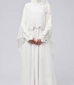 White modest beautiful embroidered prayer dress for women