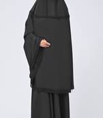 Maghrib modest black lace detailing khimar prayer dress for women