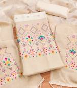 Off white floral woven banarasi silk dress material