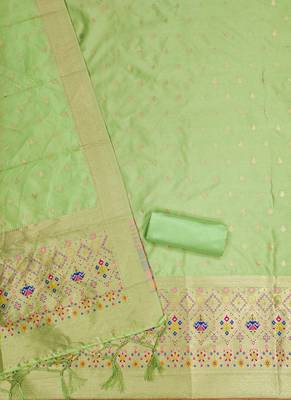 Pista floral woven banarasi silk dress material 3
