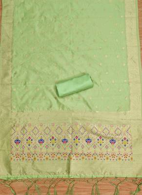 Pista floral woven banarasi silk dress material 4