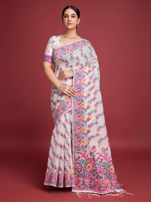 Pink dhakai jamdani cotton saree 1