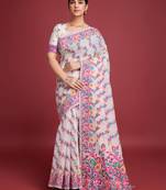 Pink dhakai jamdani cotton saree