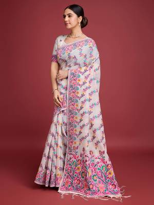 Pink dhakai jamdani cotton saree 2