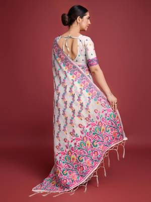Pink dhakai jamdani cotton saree 3
