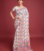 Red dhakai jamdani cotton saree