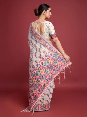 Red dhakai jamdani cotton saree 3