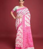 Pink dhakai jamdani cotton saree