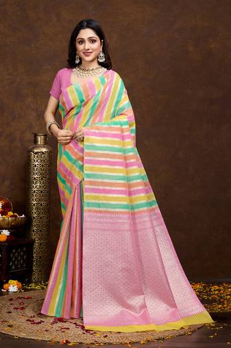 Pink jacquard work fancy bollywood saree