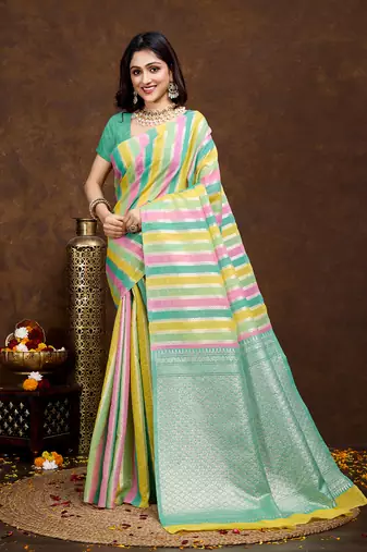 Seegreen jacquard work fancy bollywood saree