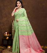 Pista jacquard work fancy bollywood saree