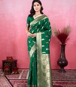 Green art banarasi silk fashion saree