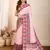 Pink maslin cotton digital printed & embroidered work saree