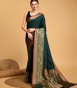 Green soft litchi art banarasi silk saree