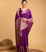 Purple soft litchi art banarasi silk saree