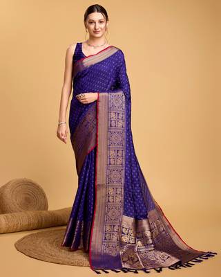Violate soft litchi art banarasi silk saree 1