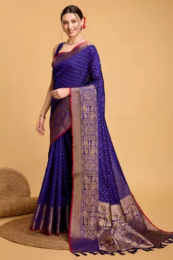 Violate soft litchi art banarasi silk saree