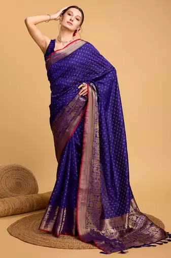 Violate soft litchi art banarasi silk saree