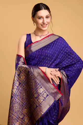 Violate soft litchi art banarasi silk saree