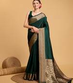 Green soft litchi art banarasi silk saree