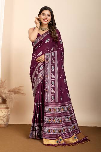 Wine maslin dola art kanjeevaram silk saree