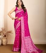 Magenta maslin dola art kanjeevaram silk saree