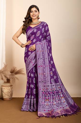 Violet maslin dola art kanjeevaram silk saree