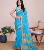 Firozi cotton silk jacquard fancy saree