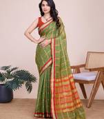Mahendi cotton silk jacquard fancy saree