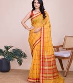 Mustred cotton silk jacquard fancy saree