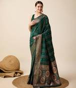 Green soft litchi art banarasi silk saree