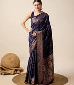 Navy soft litchi art banarasi silk saree